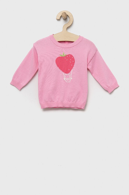 United Colors of Benetton pulover din bumbac pentru bebeluși imprimeu roz 1098B100K.W.SEASONAL
