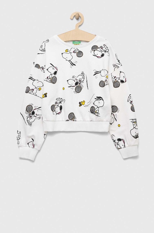 United Colors of Benetton bluza bawełniana dziecięca x Peanuts wzorzyste biały 3V4WC10CU.G.SEASONAL