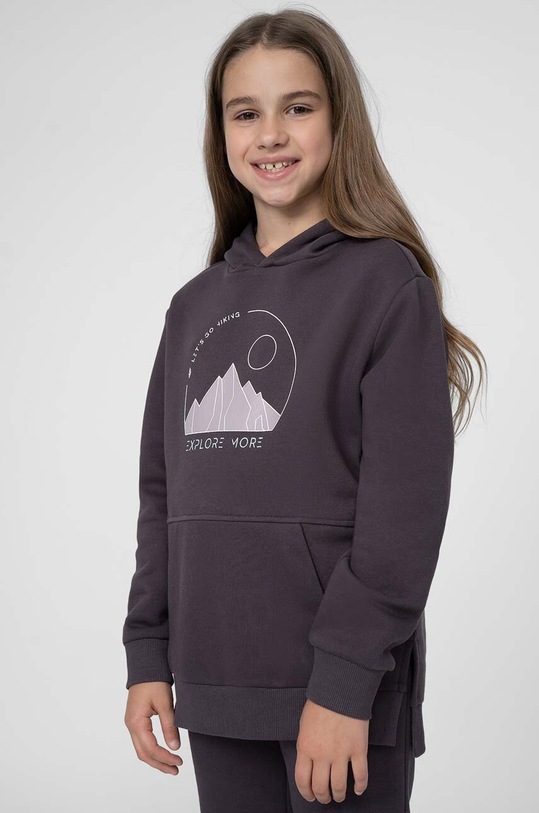 4F bluza dziecięca z kapturem fioletowy 4FJSS23TSWSF277