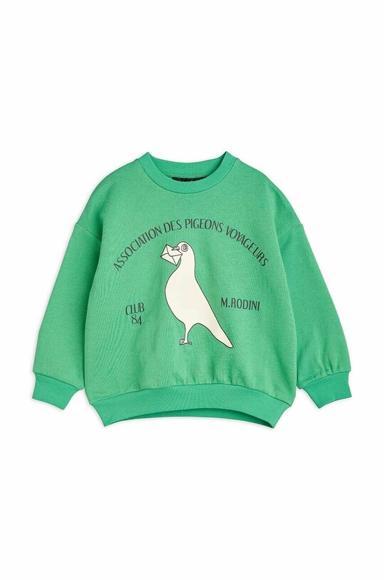Детски памучен суичър Mini Rodini памук зелен 2322011275