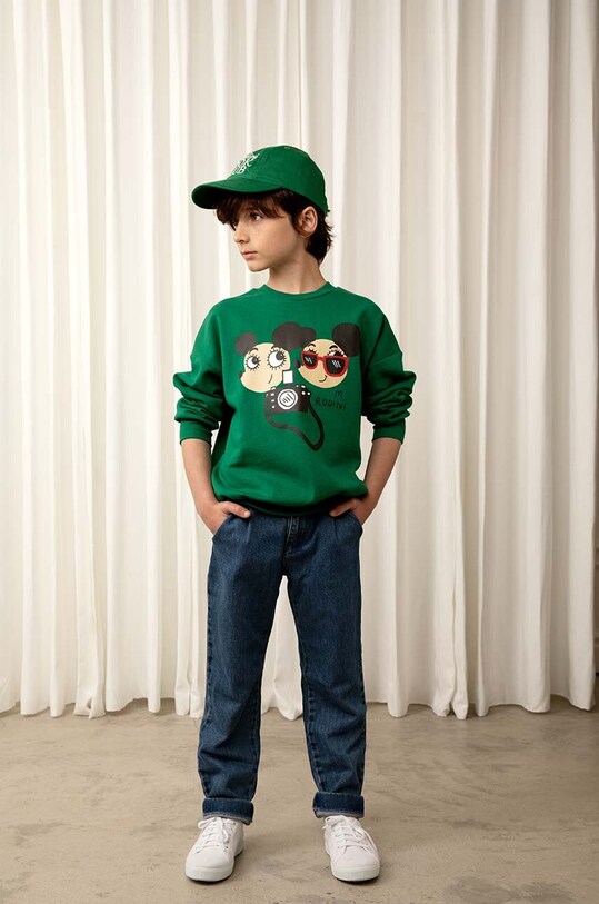 Mini Rodini bluza bawełniana dziecięca nadruk zielony 2322015675