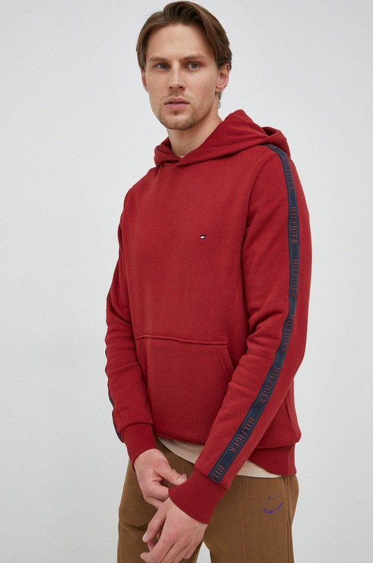Tommy Hilfiger bluza bawełniana z kapturem bordowy MW0MW29578.PPYX