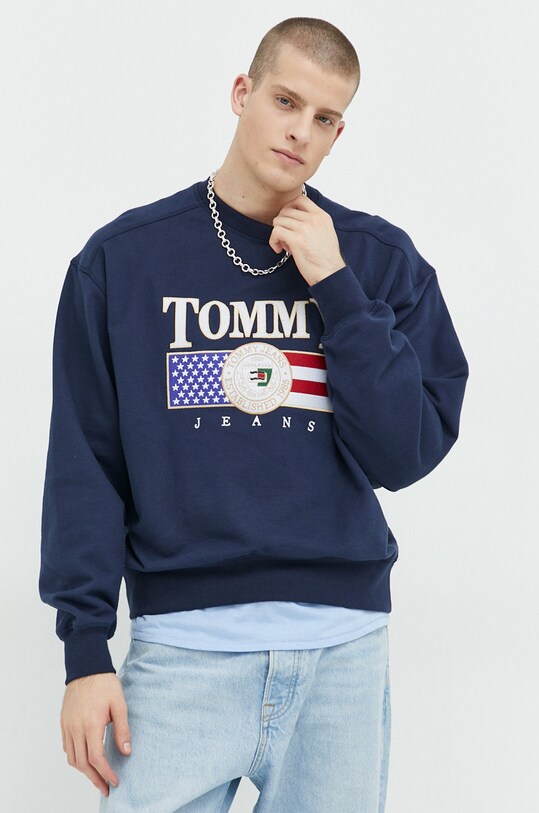 Tommy Jeans bluza bawełniana aplikacja granatowy DM0DM15717.PPYX