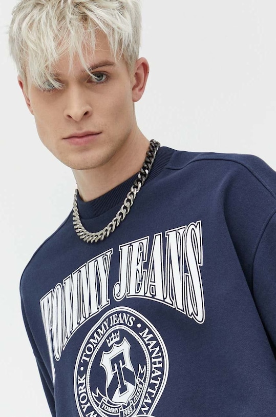 Tommy Jeans hanorac de bumbac print bleumarin DM0DM15709.PPYX