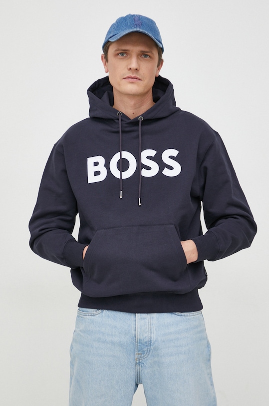 BOSS bluza bawełniana nadruk granatowy 50485316
