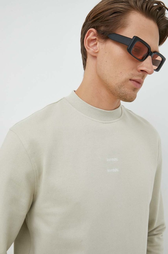 Samsoe Samsoe bluza bawełniana zielony M22400003