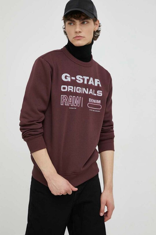 G-Star bluză print burgundia D22319.A971