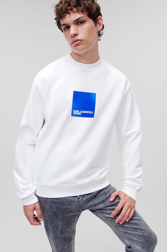 Суичър Karl Lagerfeld Jeans без качулка бял 231D1804