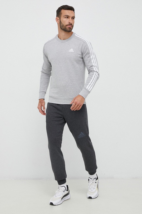 adidas bluza bawełniana Essentials IC9319 szary SS23