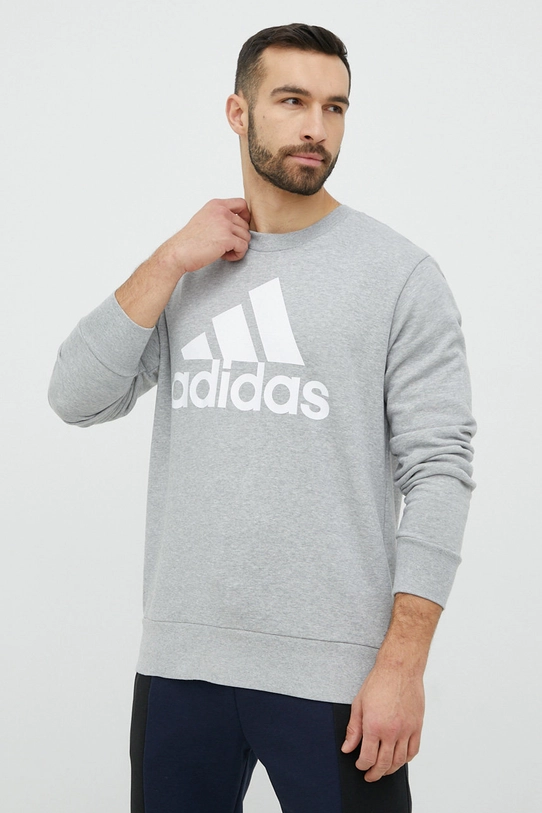 Pamučna dukserica adidas pamuk siva IC9326