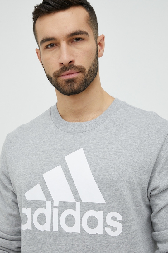 Bavlněná mikina adidas šedá IC9326