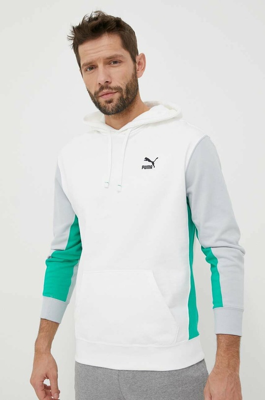 Puma bluza bawełniana z kapturem beżowy 535619
