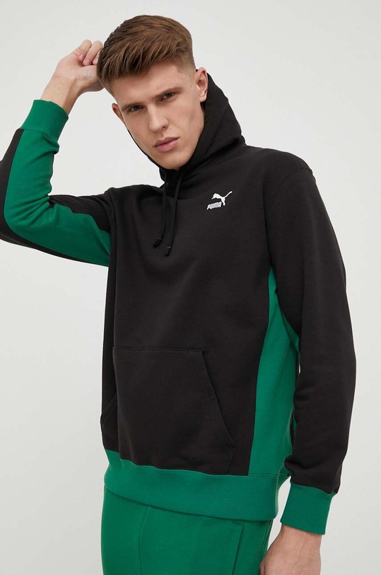 Puma bluza bawełniana z kapturem czarny 535619