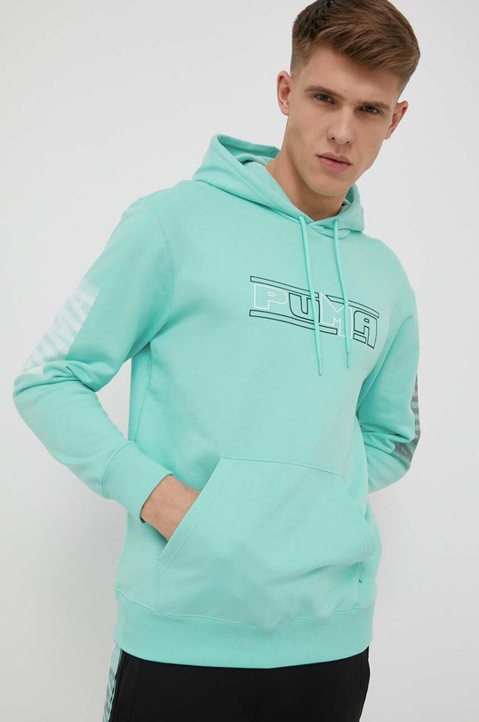 Puma bluza bawełniana nadruk turkusowy 538220