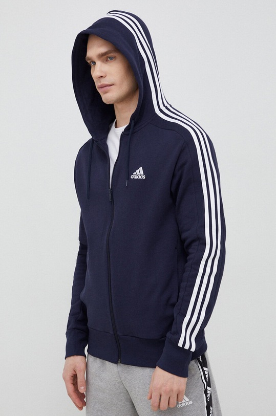 adidas bluza bawełniana Essentials z kapturem granatowy IC0434