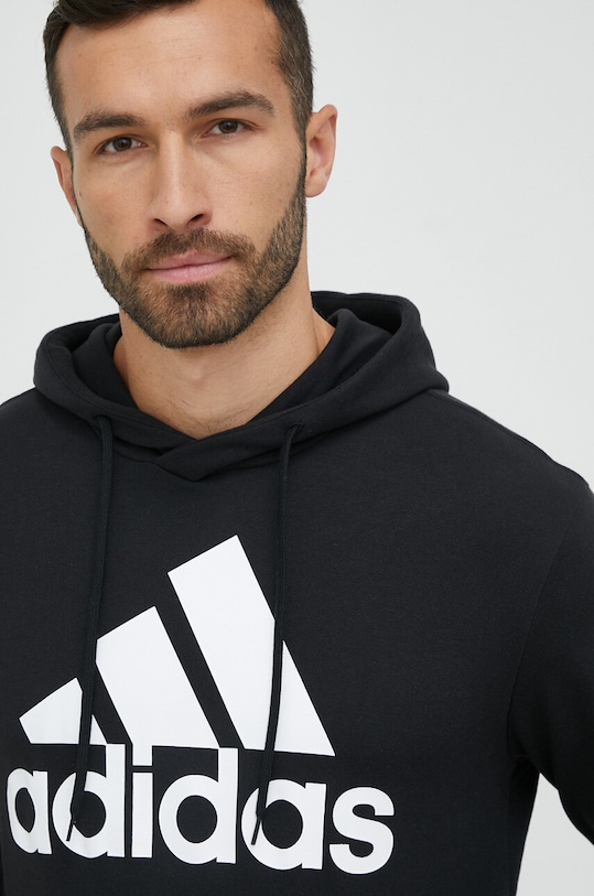 Βαμβακερή μπλούζα adidas μαύρο IC9363