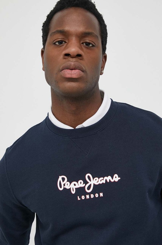 Pepe Jeans bluza bawełniana Edward nadruk granatowy PM582380.594