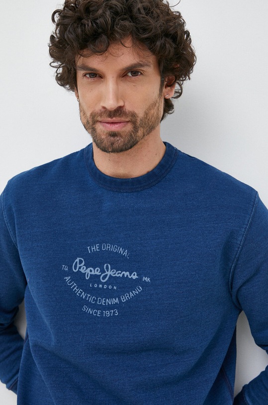 Bavlněná mikina Pepe Jeans Aston námořnická modř PM582372.561