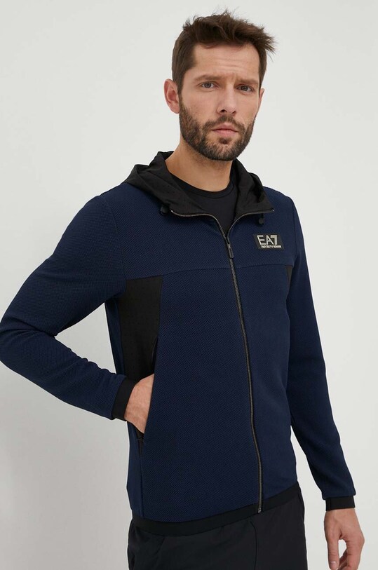 Mikina EA7 Emporio Armani s elastanom tmavomodrá 3RPM32.PJG1Z