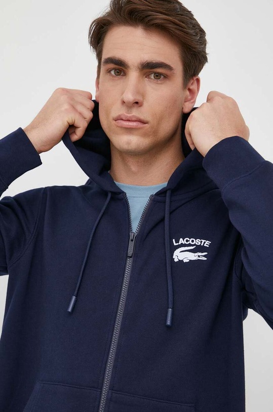 Lacoste bluza bawełniana z kapturem granatowy SH2481