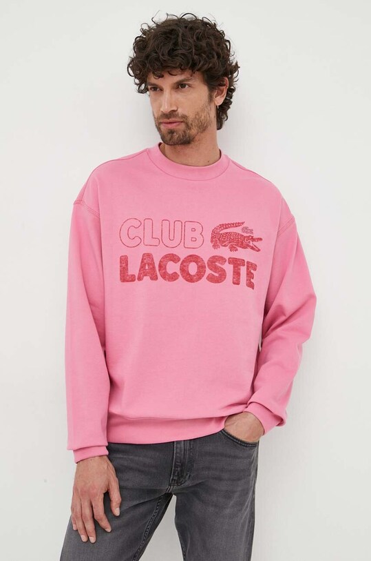 Lacoste bluza bawełniana nadruk różowy SH5453