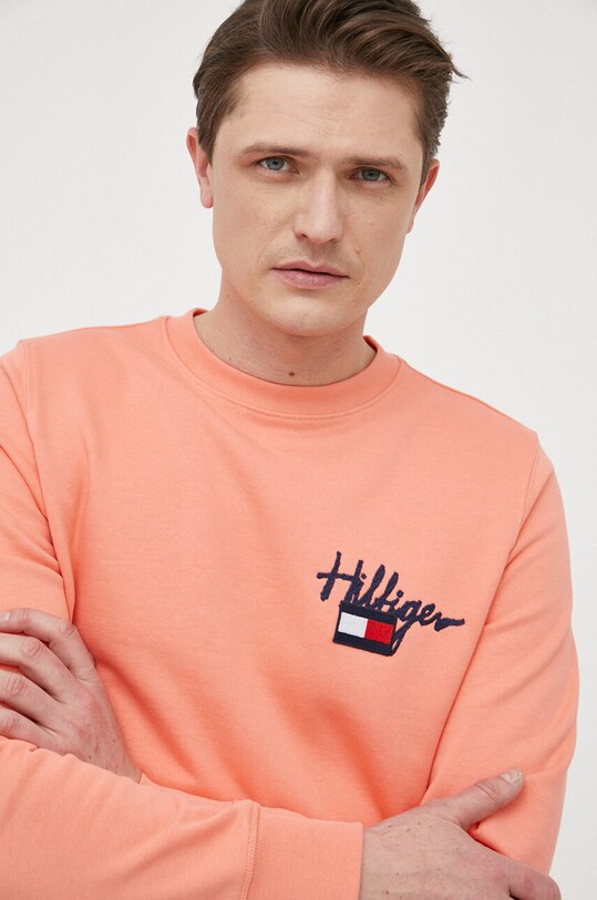 Tommy Hilfiger bluza bawełniana nadruk pomarańczowy MW0MW31268.PPYX
