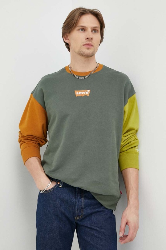 Βαμβακερή μπλούζα Levi's πράσινο 38712.0109