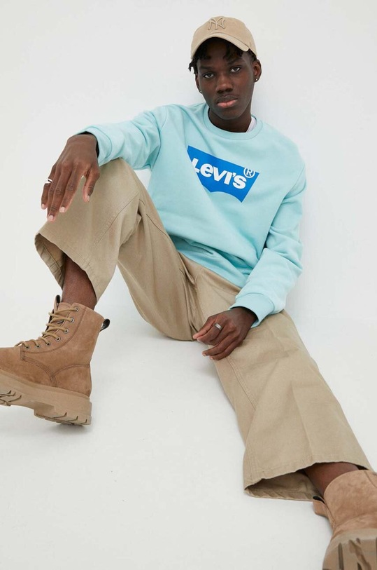 Bavlněná mikina Levi's tyrkysová 38423.0028