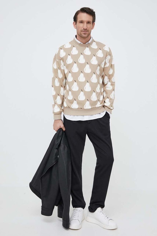 United Colors of Benetton bluza bawełniana wzorzyste beżowy 3NJAU1054.74Z