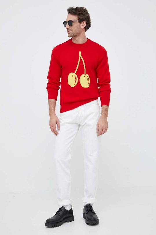United Colors of Benetton sweter bawełniany 1594K1041.911 czerwony SS23