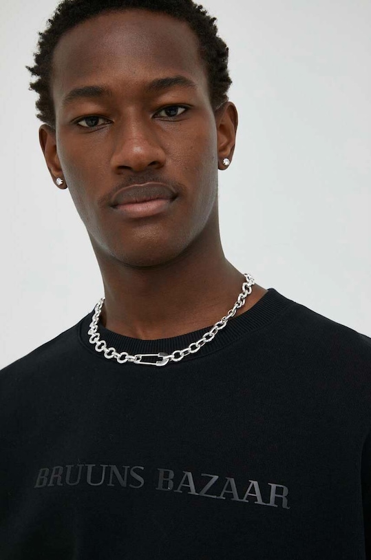 Bavlnená mikina Bruuns Bazaar Birk Crew čierna BBM1279