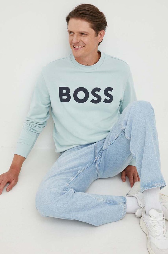 BOSS pamut melegítőfelső BOSS ORANGE pamut zöld 50487133