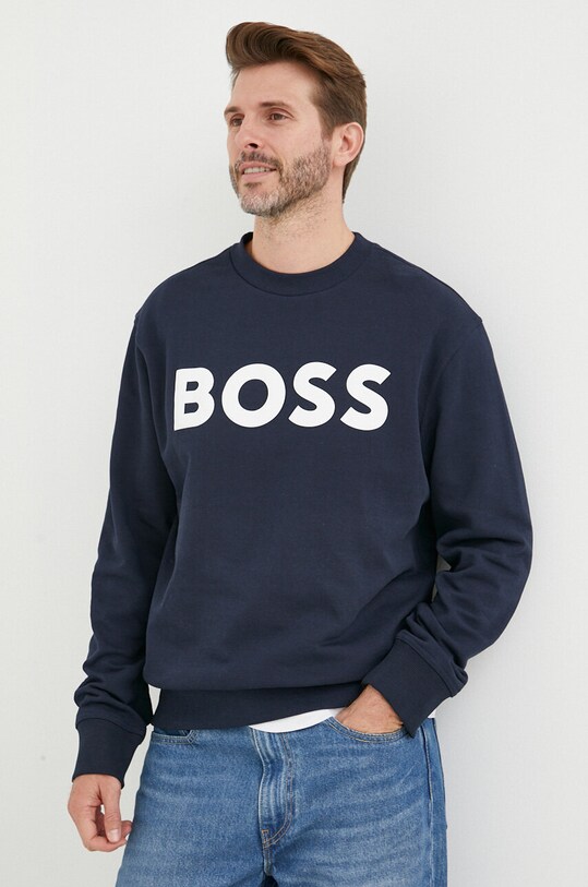 BOSS Orange bluza bawełniana nadruk granatowy 50487133