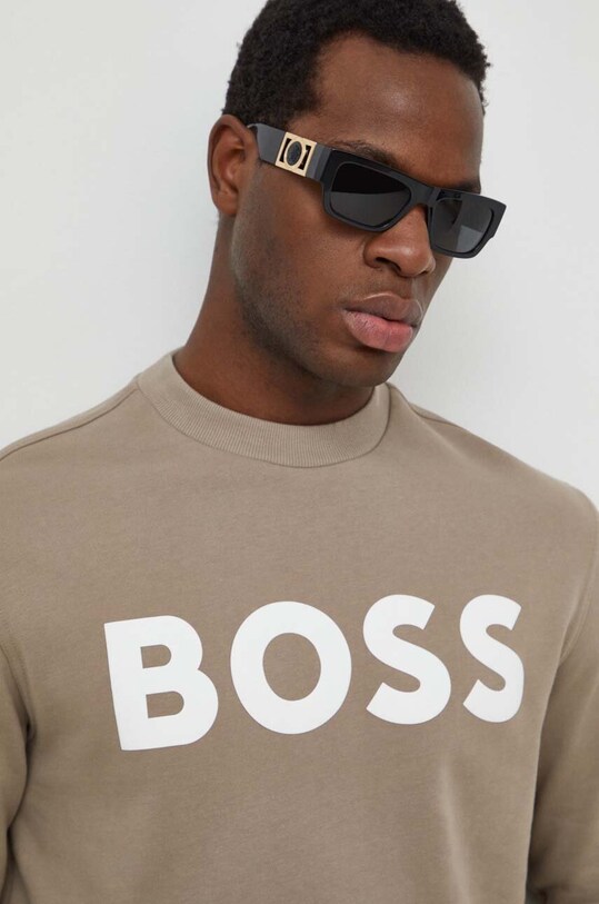 BOSS bluza bawełniana BOSS ORANGE brązowy 50487133