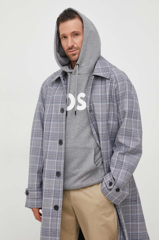 Pamučna dukserica BOSS ORANGE siva 50487134