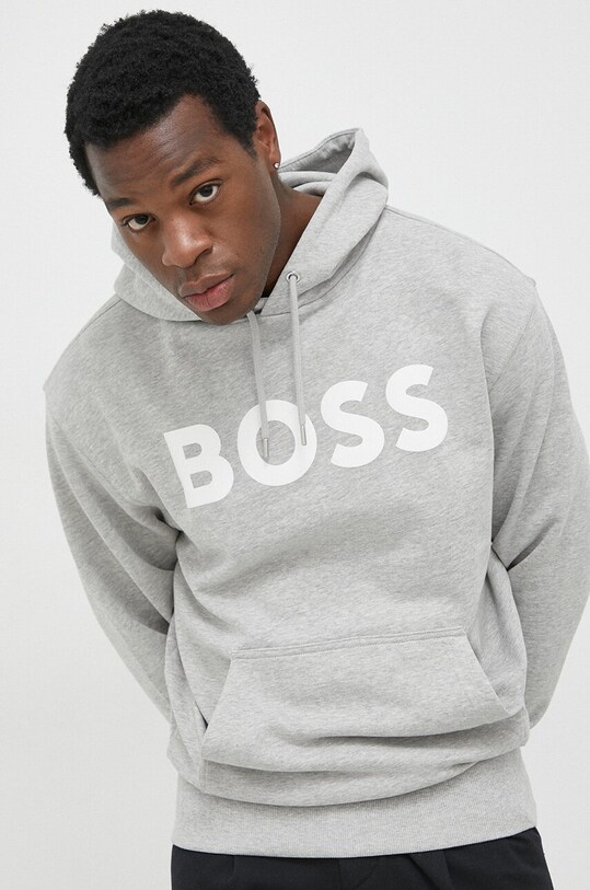 Памучен суичър BOSS ORANGE памук сив 50487134