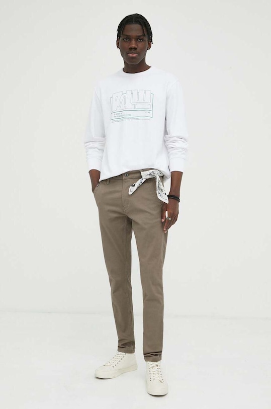 Βαμβακερή μπλούζα G-Star D23124.B782 λευκό AW23