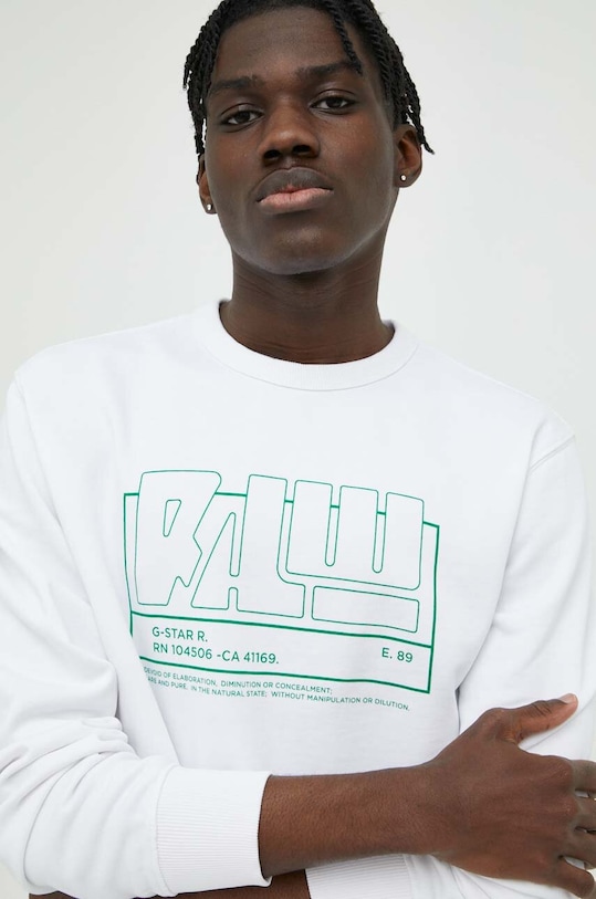 Βαμβακερή μπλούζα G-Star λευκό D23124.B782
