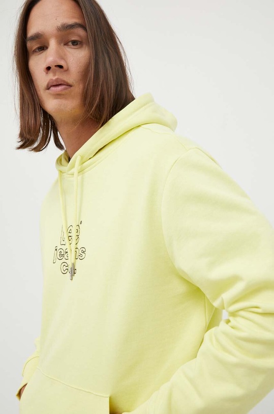 Lee bluza bawełniana z kapturem żółty LL24FWA05