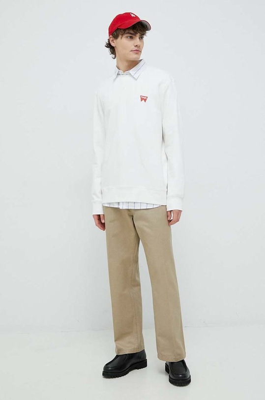 Βαμβακερή μπλούζα Wrangler W661HAW02 λευκό SS23