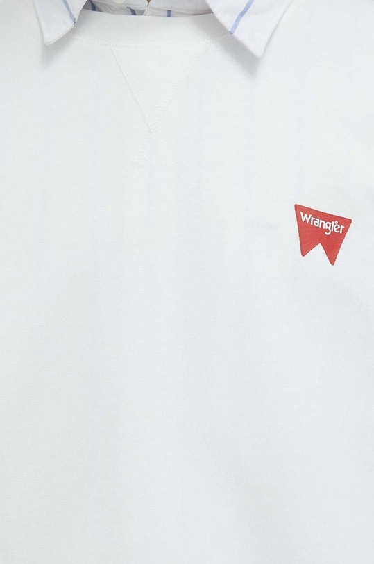 Βαμβακερή μπλούζα Wrangler W661HAW02 λευκό