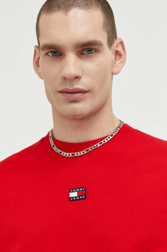 Tommy Jeans hanorac de bumbac imprimeu rosu DM0DM16370.PPYX
