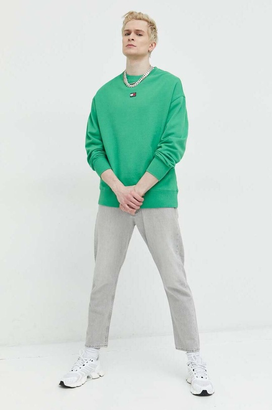 Bavlněná mikina Tommy Jeans DM0DM16370.PPYX zelená SS23