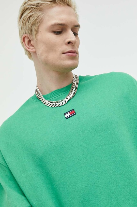 Bavlněná mikina Tommy Jeans zelená DM0DM16370.PPYX
