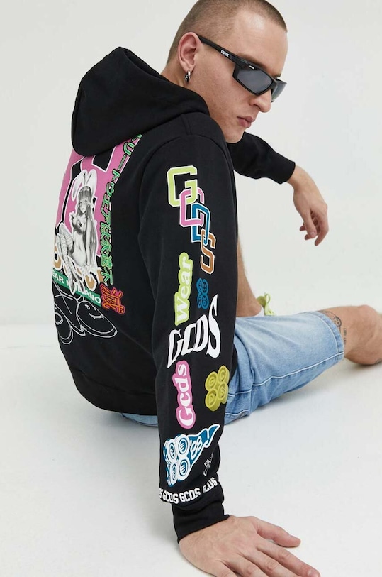 Хлопковая кофта GCDS узор чёрный CC94M100154