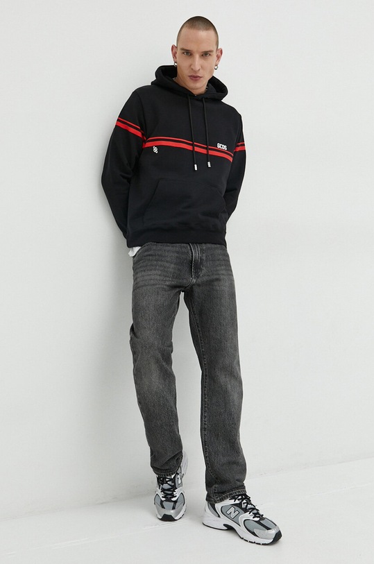 GCDS bluza bawełniana SS23M100158 czarny SS23