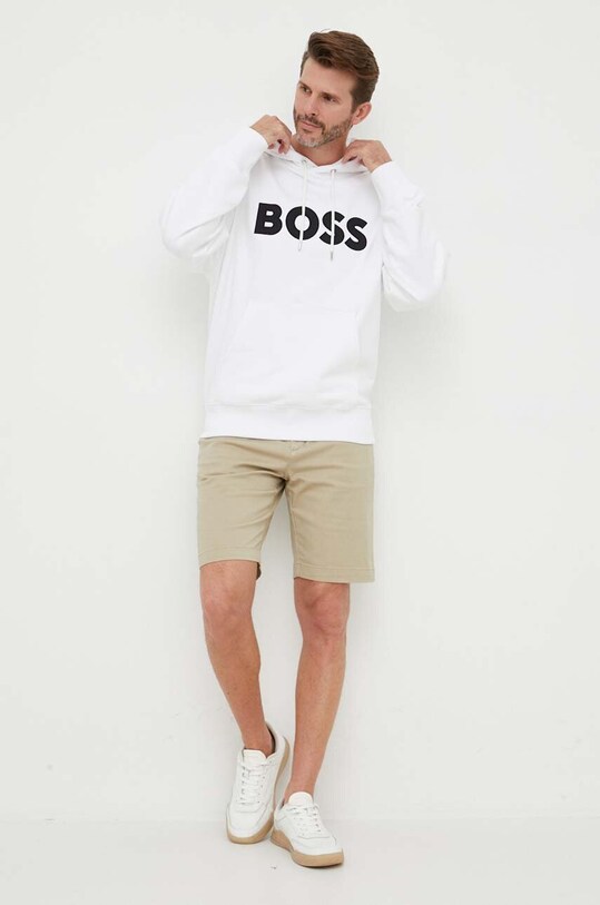 Bavlnená mikina BOSS bavlna biela 50486243