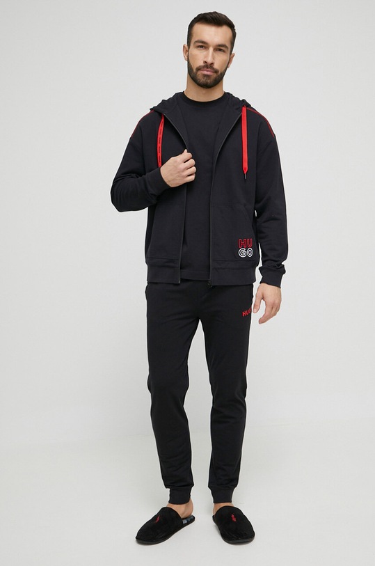 HUGO bluza bawełniana lounge 50490422 czarny SS23