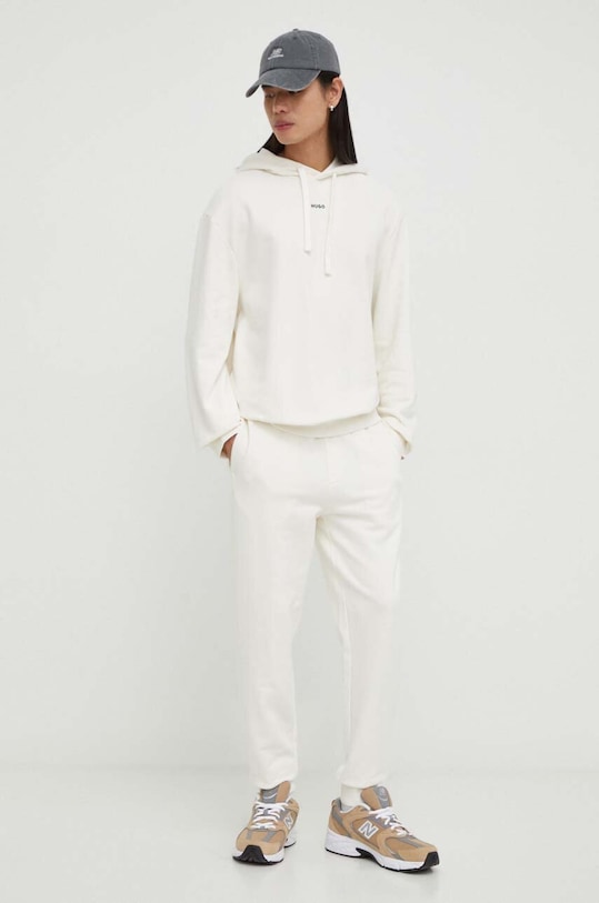 Памучен суичър HUGO Dapo 50486478 бежов AW25