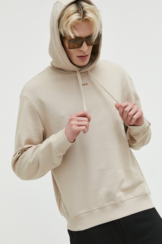 HUGO bluza bawełniana bawełna beżowy 50486478